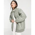 Urban Code faux leather bomber jacket with diamond quilt in sage green