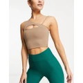 South Beach cut out sports bra in taupe-Brown