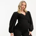 Mama.licious Maternity v neck blouse in black