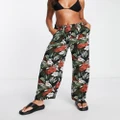 Volcom x Coco Ho oversized beach pants in tropical print-Multi