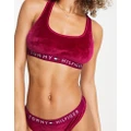 Tommy Hilfiger Original velour unlined bralet in cherry red