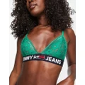 Tommy Jeans signature lace unlined triangle bralet in green