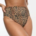 ASOS DESIGN tall mix and match rib high-leg high- waist bikini bottom in leopard print-Multi