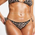Accessorize string bikini bottoms in leopard print-Multi