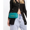Love Moschino quilted cross-body bag with double zip in blue-Green