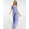 TFNC Bridesmaid plunge front maxi dress in powder blue