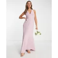 TFNC Bridesmaid halter maxi dress in pink