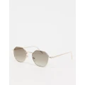 ASOS DESIGN angled round metal sunglasses with smoke gradient lens in pale gold