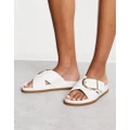 ASOS DESIGN Flash buckle cross vamp flat sandals in white