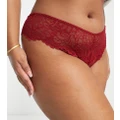 ASOS DESIGN Curve Sienna lace high waist brazilian briefs in red