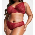 ASOS DESIGN Curve Sienna lace built up thong in red