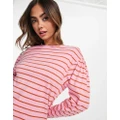 Monki stripe long sleeve t-shirt in pink and red stripe