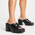 Pull & Bear faux leather platform mules in black