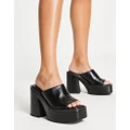 Pull & Bear faux leather platform mules in black