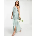 Vila Bridesmaid halterneck maxi dress with cut out back in green