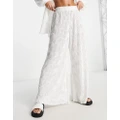 South Beach pleated wide leg pants in white