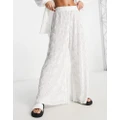 South Beach pleated wide leg pants in white