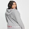 Tommy Hilfiger Curve embroidered lounge hoodie in medium grey heather