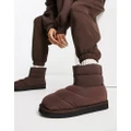 Monki padded slipper boots in dark brown
