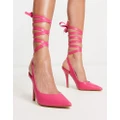 RAID Ishana heeled shoes with ankle tie in pink
