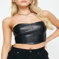 Pull & Bear faux leather bandeau corset in black (part of a set)