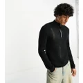 Reclaimed Vintage knitted distressed zip up jumper in black