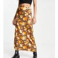 Reclaimed Vintage satin slip skirt in animal floral print-Multi