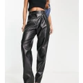 Reclaimed Vintage straight leg leather look pants-Black