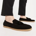 ASOS DESIGN boat shoes in black suede with natural sole