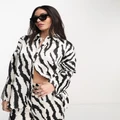 4th & Reckless satin knot back shirt in zebra print (part of a set)-Multi