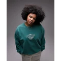 Topshop Curve graphic embroidered 10013 New York Soho vintage wash sweat in green