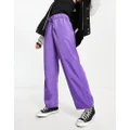 Monki wide leg drawstring pants in purple