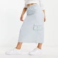 Daisy Street maxi length cargo skirt in icy blue-Multi
