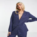 Daisy Street relaxed oversized blazer in blue pinstripe (part of a set)