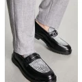 H by Hudson Exclusive Alevero loafers in black leather and zebra pony-Multi