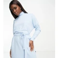Noisy May exclusive tie waist high neck knit mini dress in blue