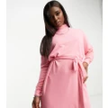 Noisy May exclusive tie waist high neck knit mini dress in light pink