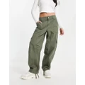 Pull & Bear cargo pants with adjustable cuff in khaki-Green