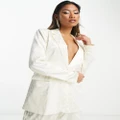 Y.A.S Bridal devore satin tailored blazer in white (part of a set)