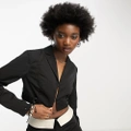 COLLUSION cropped blazer with eyelet fastening in black (part of a set)