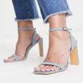 Glamorous strappy heel sandals in denim blue