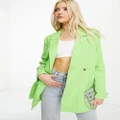 Pieces oversized side split blazer in bright green (part of a set)