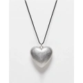 ASOS DESIGN pendant necklace with large puff heart detail in silver tone