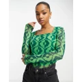 Y.A.S Krizza long sleeve top in green print