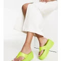 Daisy Street Exclusive chunky sole flip flop sandals in lime-Yellow