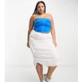 ASOS DESIGN Curve side ruched cargo maxi skirt in white