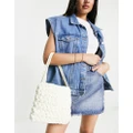 My Accessories London chunky woven crochet grab bag in cream-White