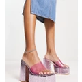 Tammy Girl Exclusive platform heeled sandals in pink metallic