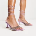 Tammy Girl embellished mid heeled sandals in lilac-Purple