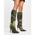 Tammy Girl embellished heeled knee boots in camo-Green